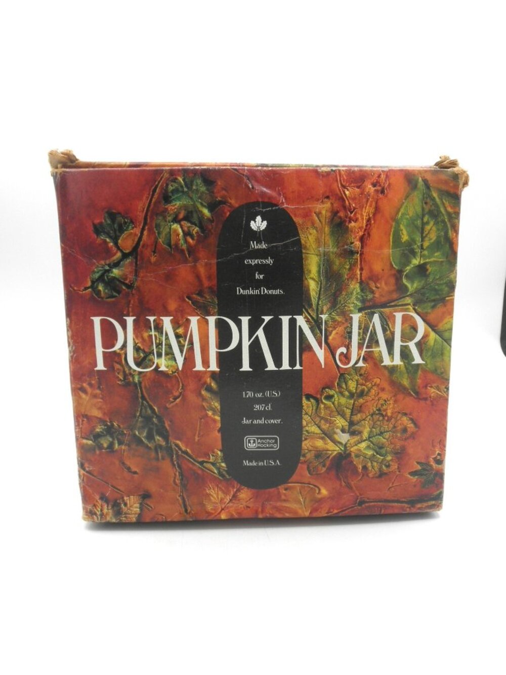 Clear Glass Pumpkin Jar Anchor Hocking Made In USA For Dunkin Donuts w/Box VTG